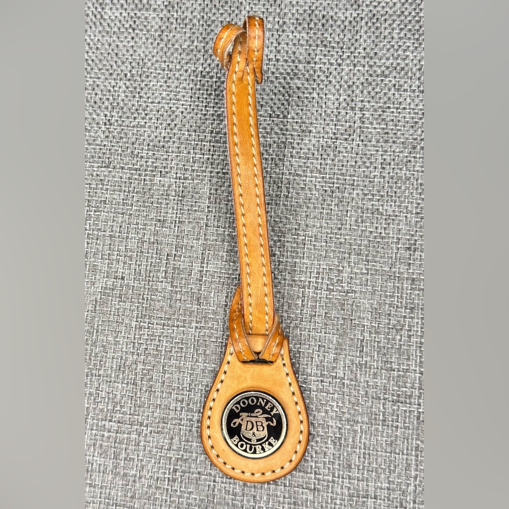 Dooney & Bourke Tan/Brown Leather & Black Hangtag / Bag Charm  - Aprox. 6” - 7”